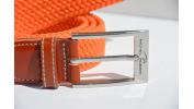 Braided elastic leather belt - Orange