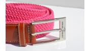 Braided elastic leather belt - Pink